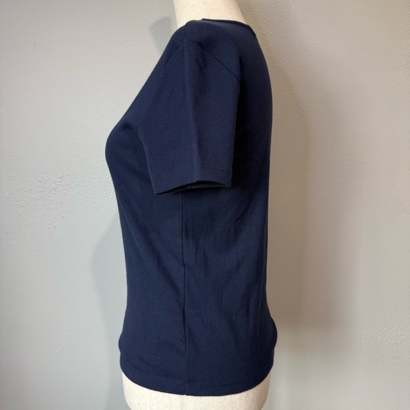 Lauren Ralph Lauren Petite Navy Rhinestone Crest Tee – Size P/S - Picture 5 of 6